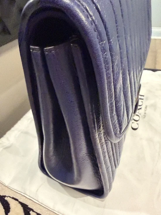 Coach Quilted Navy Shoulder Bag with Black Chain Straps - Picture 10 of 10